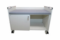 Bene-rollbares Sideboard mit Sitzfläche in weiß-grau - Mustermöbel