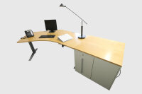 König & Neurath Chefbüro weiß Birne Echtholz mit elektrisch höhenverstellbarem Tisch