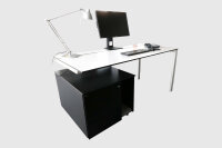 Bene T-Work Schreibtisch weiß mit schwarzem Container