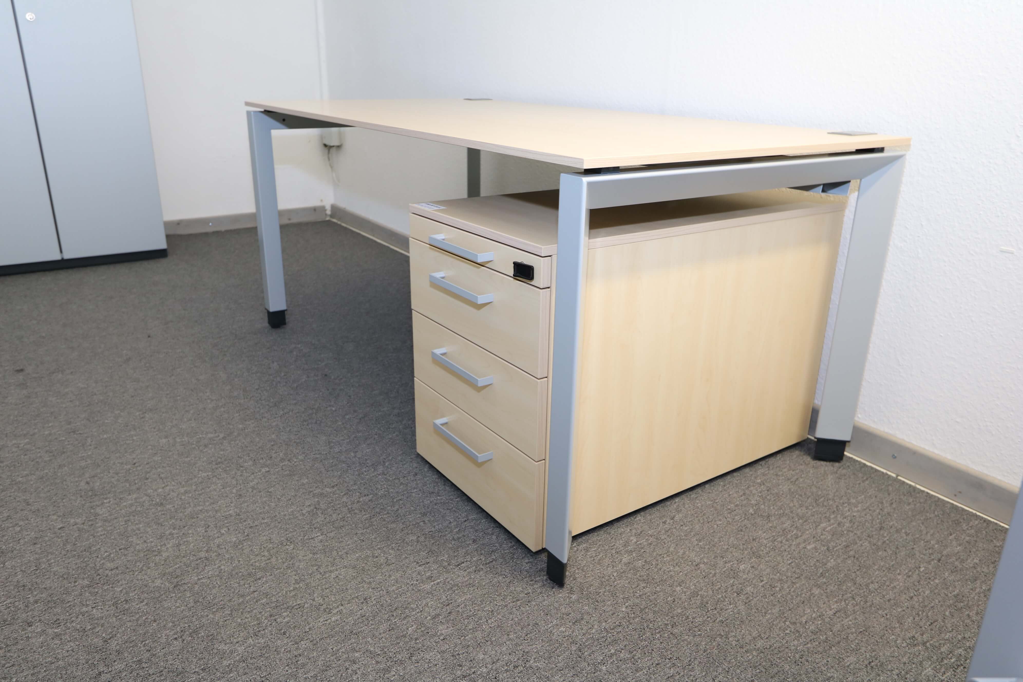 Komplettarbeitsplatz Steelcase Ahorndekor 160x80 Cm Mit Rollcontainer